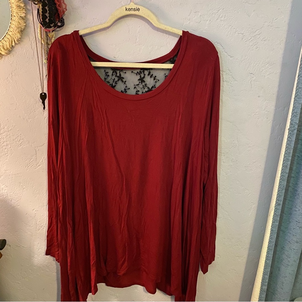 Red Torrid Lace Back Top 3X